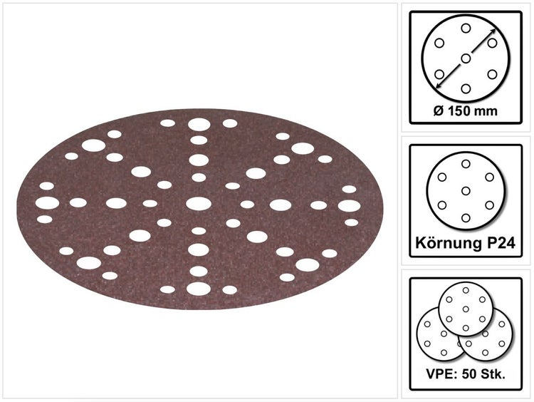 Festool STF-D150/48 P24 SA/25 Schleifscheibe Saphir P24 150 mm 50 Stk. ( 2x 575194 ) für RO 150, ES 150, ETS 150, ETS EC 150, LEX 150, WTS 150, HSK-D 150