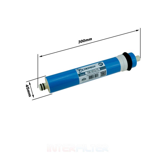 Filtrotech Umkehrosmose Membrane TW-1812-75, 300 Millimeter lang, 45 Millimeter Durchmesser für Wasserfilter