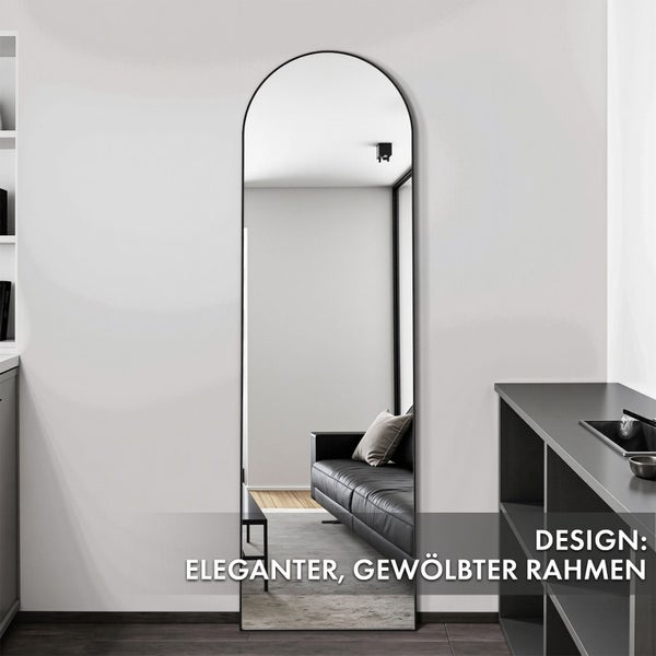Floordirekt Ganzkörperspiegel Madison Gewölbt Aluminiumrahmen Schwarz 147 x 44 cm