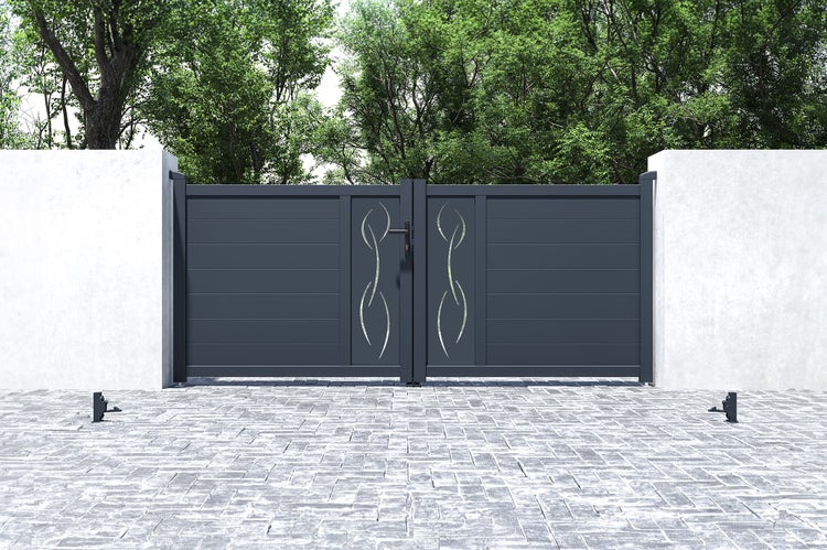 Flügeltor 3m LIFE H.120 graues Aluminium