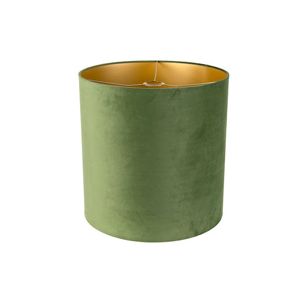 Velour-Lampenschirm grün 40/40/40 mit goldener Innenseite