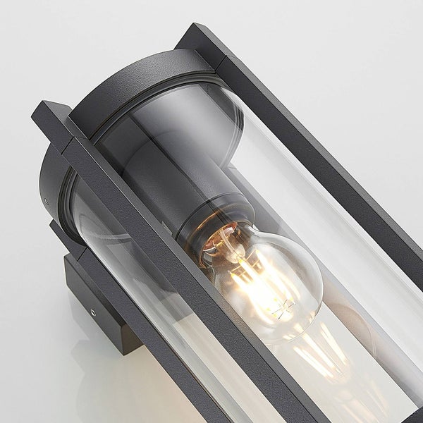 Lucande Wandleuchte außen Brienne (spritzwassergeschützt (Modern) in Schwarz aus Aluminium (1 flammig, E27) - Außenwandleuchten Wandlampe Led Außenlampe Outdoor für Außenwand/Hauswand