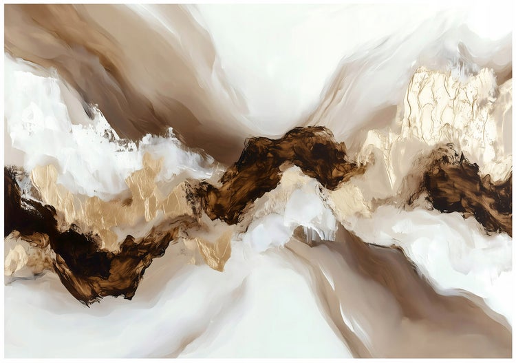 Abstraktes braunes und goldenes Wandbild