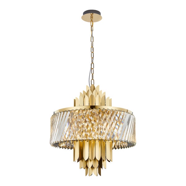 Hängeleuchte Kristalllüster Lybora PL Gold 9 x E14 Metall + Kristall Ø 55 cm