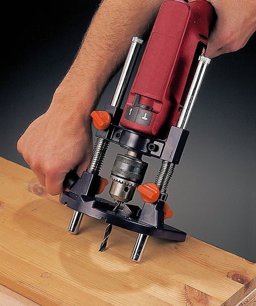 kwb Bohrmaschinen-Ständer für Bohrmaschinen mit 43 mm Euro-Hals bzw. 43 mm Handgriff-Aufnahme, Bohrmobil für Akku-Schrauber mit passender Aufnahme, mobiler Bohrständer für gerade und schräge Bohrungen