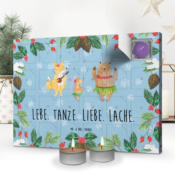Mr. & Mrs. Panda Duftkerzen Adventskalender Waldtiere Aloha - Blau Pastell