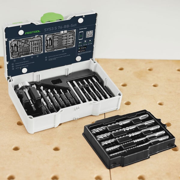 Festool SYS3 S 76-BB-Set mit Bohrern und Bits in einem Werkzeugkoffer