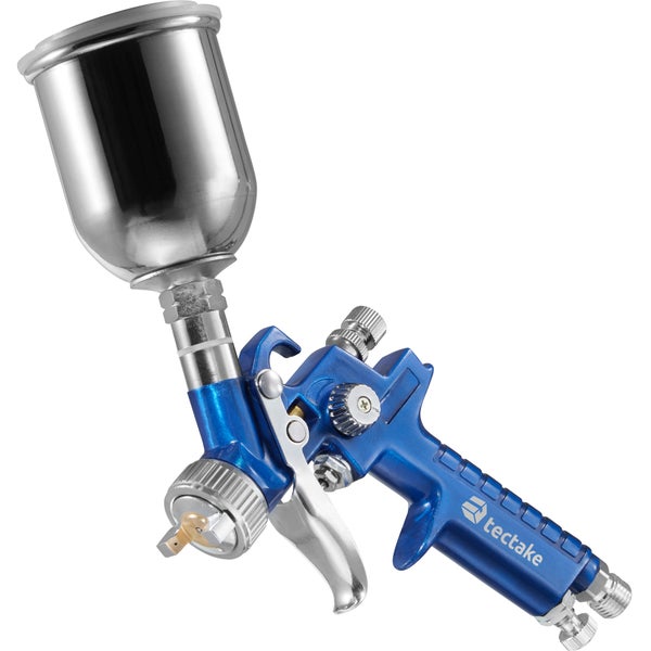 HVLP-Lackierpistolen-Set tectake  inklusive Silikonentferner und Aluminiumkoffer 0,8 / 1,3 / 1,7 mm-Düse blau
