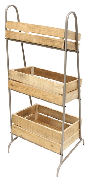 FRANK FLECHTWAREN | Kistenregal Rustikal, HOLZ, METALL, 43 x 39 x 100 cm
