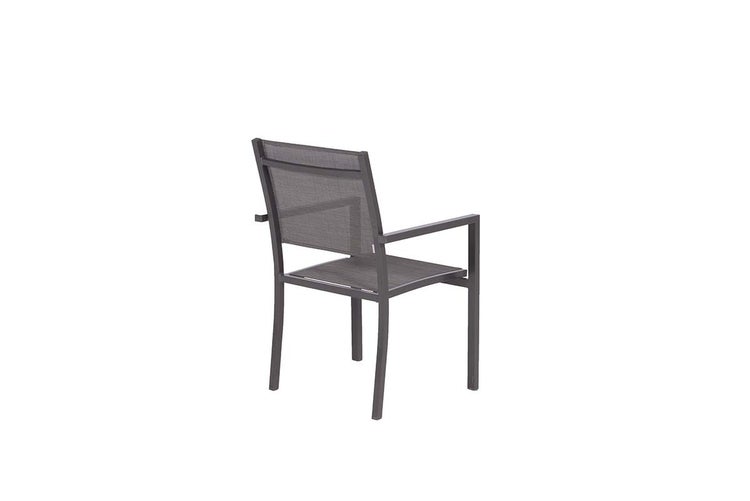 Stapelstuhl für den Garten mit Aluminiumgestell und Textilbespannung in Anthrazit