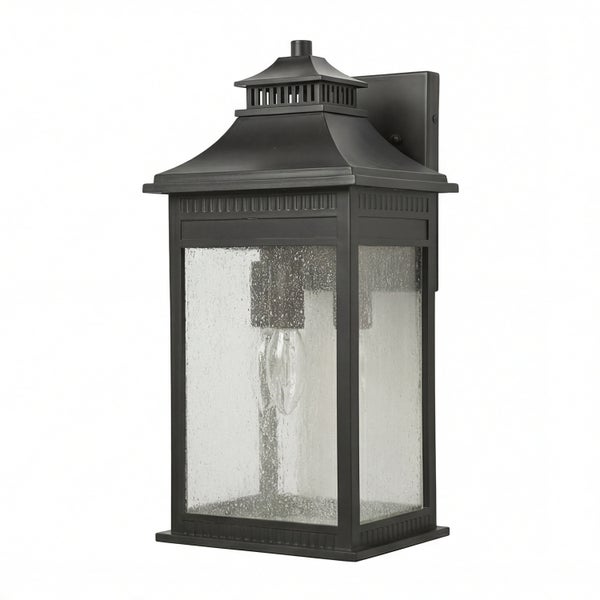 Schwarze Außenwandleuchte mit rechteckigem Design und klarem Glas