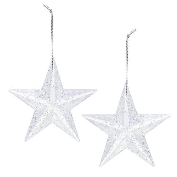 Zwei sternförmige Christbaumschmuckstücke zum Aufhängen
