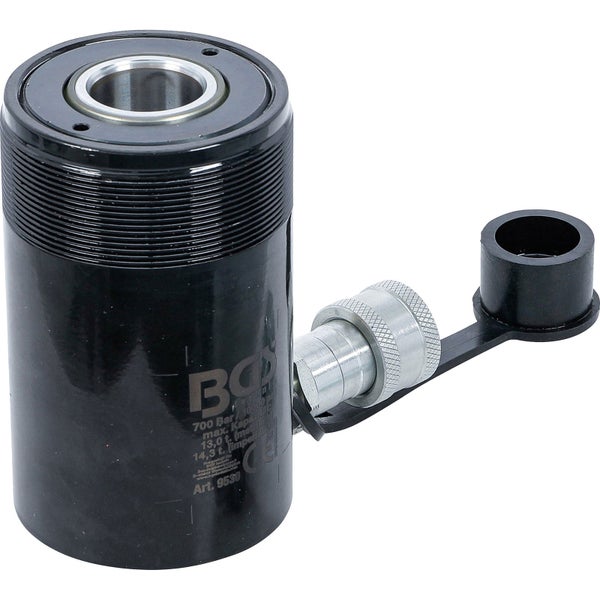Hydraulischer Hohlkolbenzylinder von BGS Technic mit einer Kapazität von 13 Tonnen und 700 Bar Betriebsdruck.