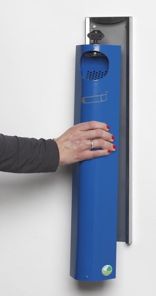 PROREGAL Praktischer Wandascher Mit Abstreifblech Wandmontage Verschließbar 3,5 Liter HxBxT 55 x 11 x 8,5 cm Verzinkter Stahl Blau