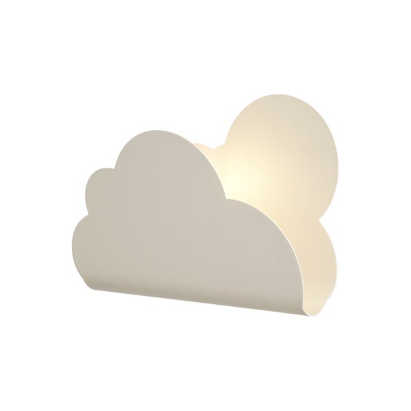 Weiße Wandleuchte in Wolkenform für das Kinderzimmer aus Metall mit indirekter Beleuchtung.