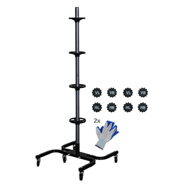 PROREGAL Fahrbarer Felgenbaum CARRERO XL für Autoreifen bis 295 mm HxBxT 118x85x58cm bis zu 4 Reifen Schwarz Reifenständer fahrbar
