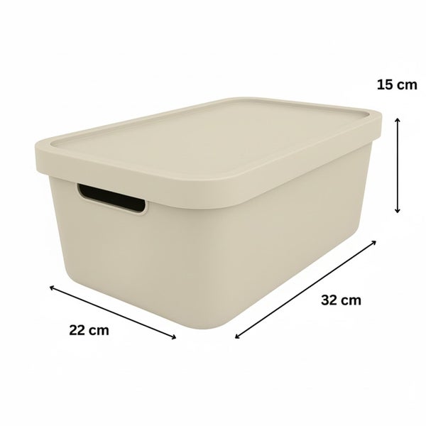 Aufbewahrungsbox aus Kunststoff mit Deckel, 32 x 22 x 15 cm