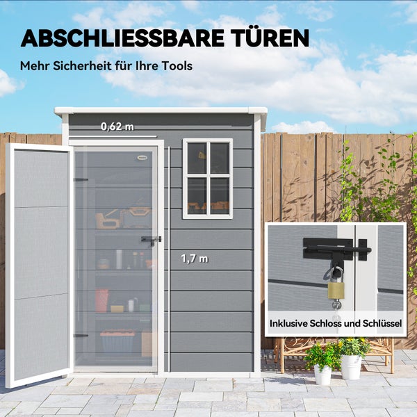 Gartenschrank mit abschließbarer Tür, inklusive Schloss und Schlüssel