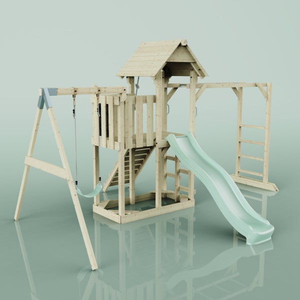 Spielturm mit Schaukel und Rutsche für den Außenbereich