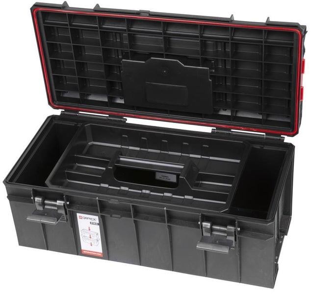 PROREGAL QBRICK Werkzeugkasten Pro HxBxT 27 x 54 x 25 cm 22 Liter Mit Deckgriff Mit Klemmverschlüsse Schwarz