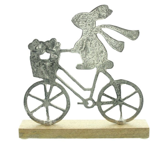 FRANK FLECHTWAREN|Hasendeko Spritztour, 20 x 4 x 20,5 cm, ALUMINIUM, MANGOHOLZ