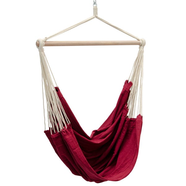AMANKA 210cm Hängestuhlgestell inkl. XXL Hängestuhl 185x130cm Hängesessel Bordeaux Rot