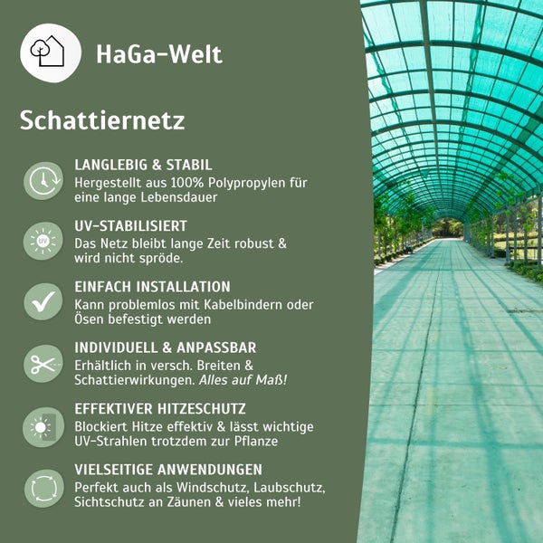HaGa Schattiernetz 60% in 3m Breite – Sonnenschutz Sichtschutz Schattierung für Pflanzen & Beete
