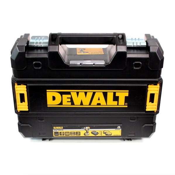 DeWALT Systemkoffer aus Kunststoff mit Tragegriff, seitlichen Clips und DeWALT Logo