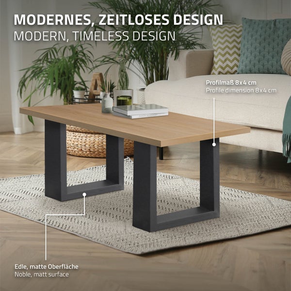ECD Germany 2x Tischbeine 40x43 cm, Anthrazit, pulverbeschichteter Stahl, Industriedesign, Vierkantprofilen, Metall Tischkufen Tischuntergestell Tischgestell Möbelfüße Bankkufen Bankgestell Bankbeine