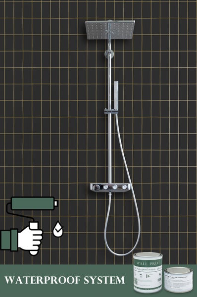 Wasserdichtes System für Badezimmer mit Duscharmatur und Farbdose