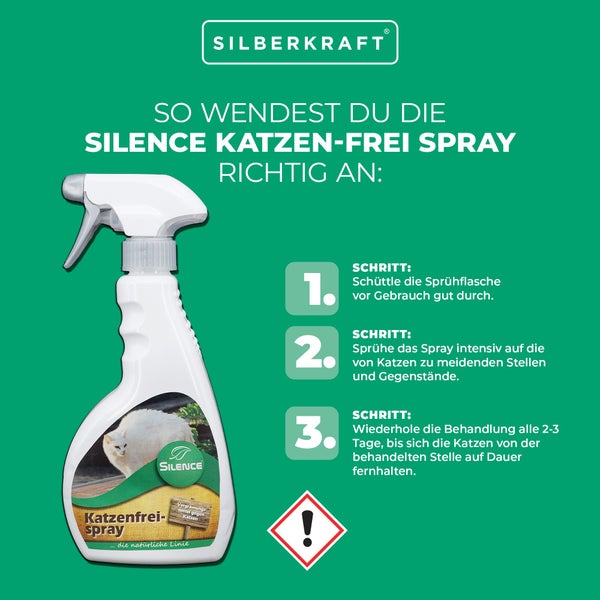 Silence Katzenfrei Spray – Effektives Fernhaltespray gegen Katzen – Gebrauchsfertig – Langzeitwirkung – Für Garten, Hauswände, Beete & Außenbereich – 500 ml