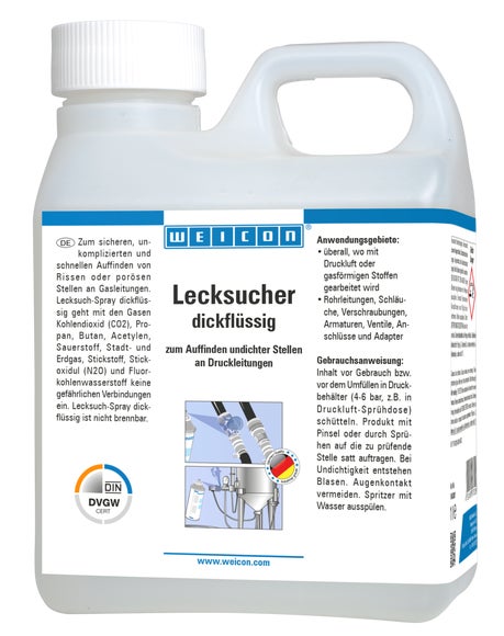 WEICON Lecksucher dickflüssig | zum Auffinden von Rissen an Druckleitungen | 1 L | weiß, milchig