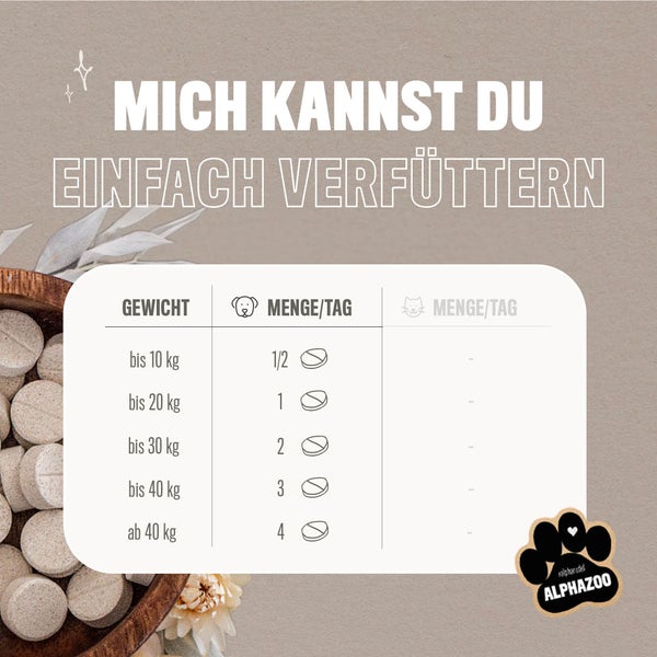 ALPHAZOO Spielfreude Tabletten 180g für Hunde I Bewegungsfreude und Agility Tabs