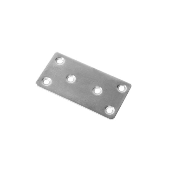 Rechteckiger Verbinder aus Metall mit vorgebohrten Löchern zur stabilen Befestigung von Bauteilen.