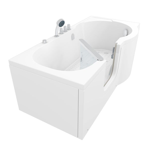 Begehbare Badewanne mit Tür und Duschkopf