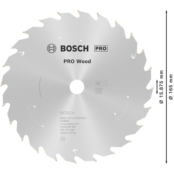 Bosch Pro Wood Kreissägeblatt, Durchmesser 165 mm