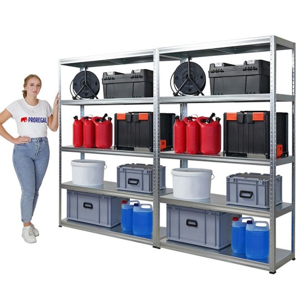PROREGAL Mega Deal 2x Schwerlastregal Steel Eagle , HxBxT 180x120x40 cm,  Fachlast 130kg, Verzinkt