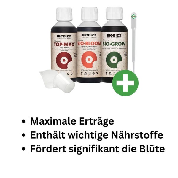 BioBizz Indoor BIG Dünger Set 3-teilig – 3x 1L Bio-Grow, Bloom & TopMax für Top-Erträge