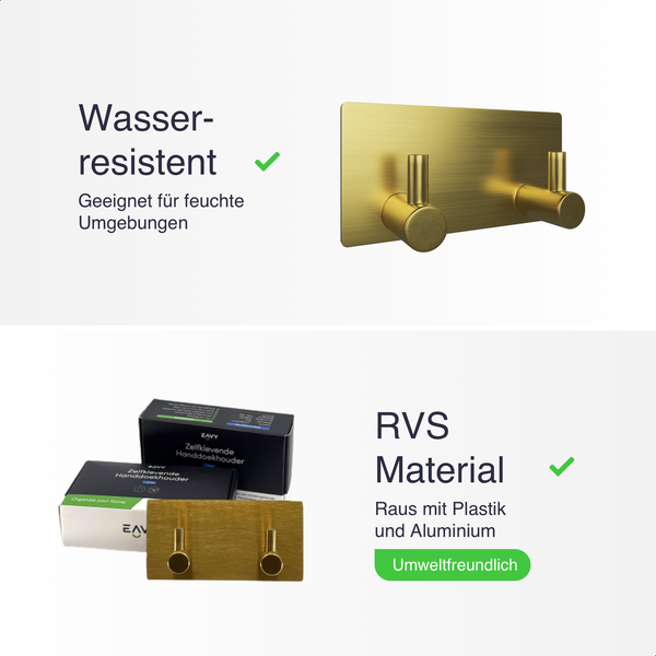 EAVY Hakenleiste Edelstahl Gold Selbstklebend