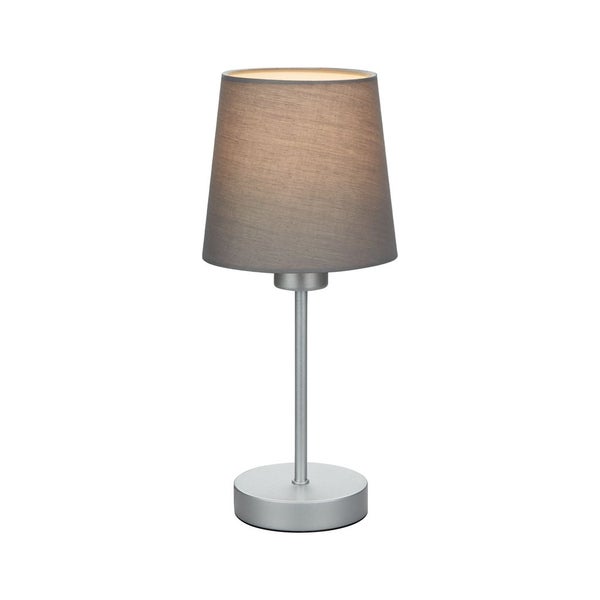 Tischleuchte Tischlampe 1xE14 Stoffschirm grau-silber 25W Kabelschalter Briloner