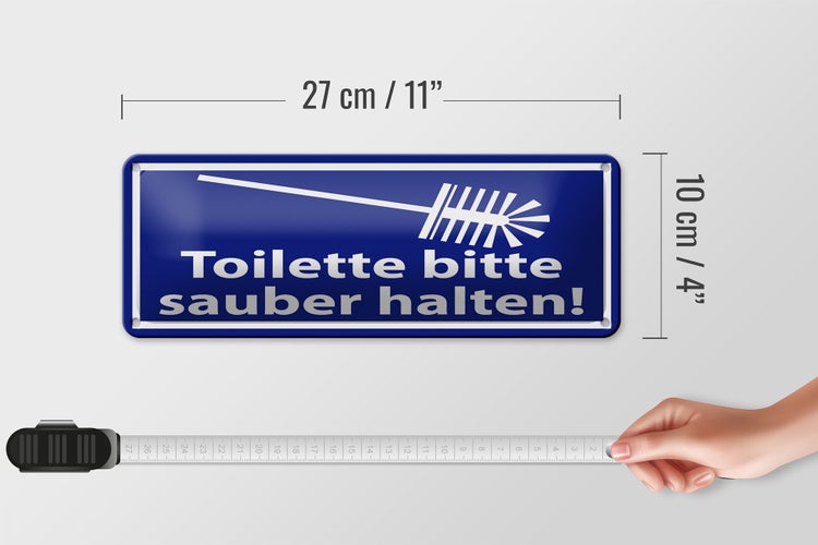 Blechschild Spruch 27x10 cm Toilette bitte sauber halten Dekoration