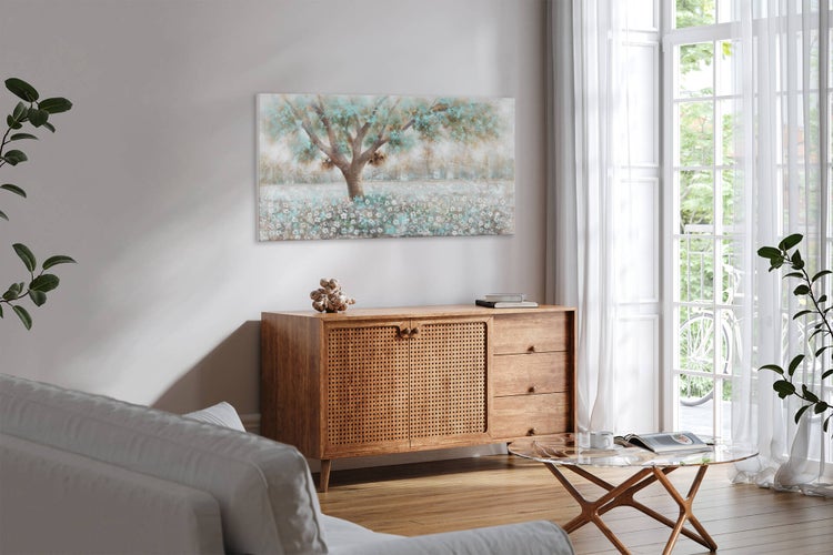 Handgemaltes Gemälde Acrylfarbe 140x70cm Weiß