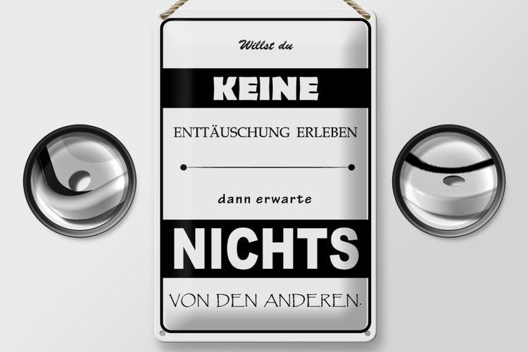 Blechschild Spruch 20x30cm Erwarte nichts von Anderen