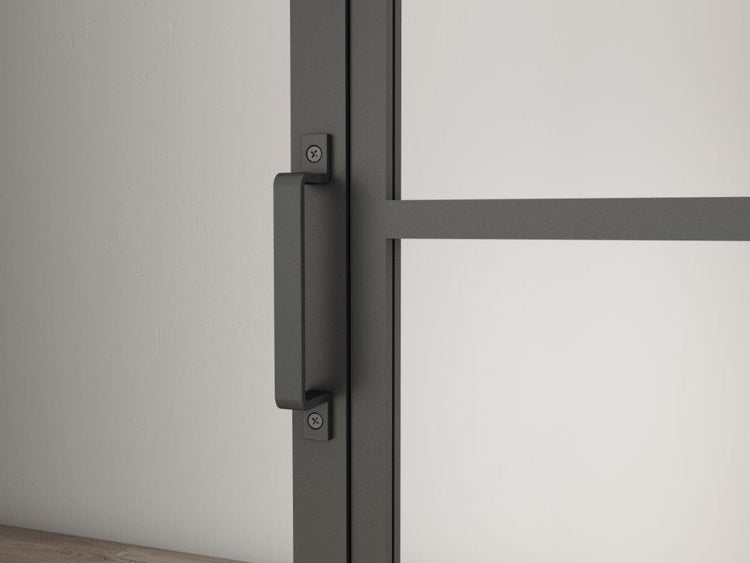 Loftschiebetür Doppelflügelig 2050x2200mm Klarglas Stahl in schwarz, Komplettset