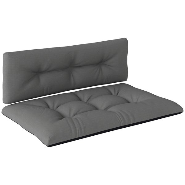 Outsunny Palettenkissen 2er Set Wasserabweisend Sitzkissen Palettenpolster mit Getuftetem Design Rückenlehne Outdoor Kissen Palettenauflagen für Europaletten Palettensofa 120 x 77 x 10 cm Dunkelgrau