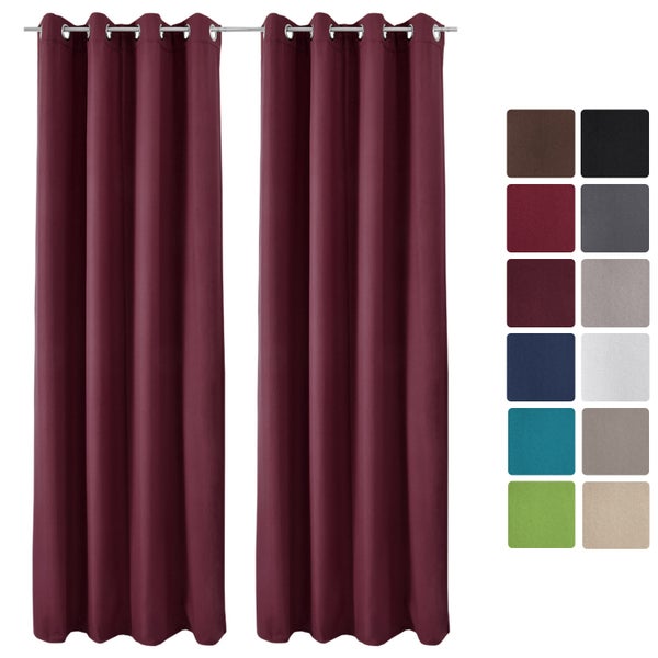 Beautissu Amelie TO Vorhang mit Öse 140x245cm Bordeaux (2tlg)