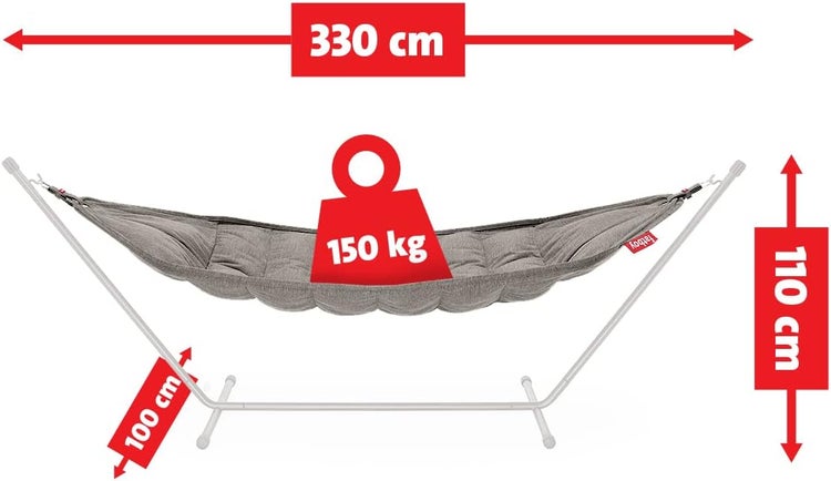 Fatboy® Headdemock Superb in Grey | Komfortable Hängematte | Für 2 Personen | Wasser- & Schmutzabweisend | UV-Beständig | Mit Rahmen