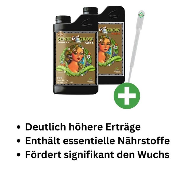 Advanced Nutrients Sensi Coco Grow A&B 1 Liter – Hochwertiger pH Perfect Wuchsdünger, Für Kräftiges Pflanzenwachstum, Einfache Anwendung & Optimale Nährstoffversorgung für Kokossubstrate