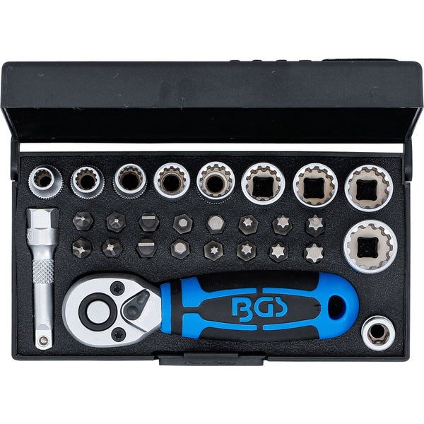 BGS Steckschlüssel-Satz Antrieb 6,3 mm (1/4) 28tlg. - 2143