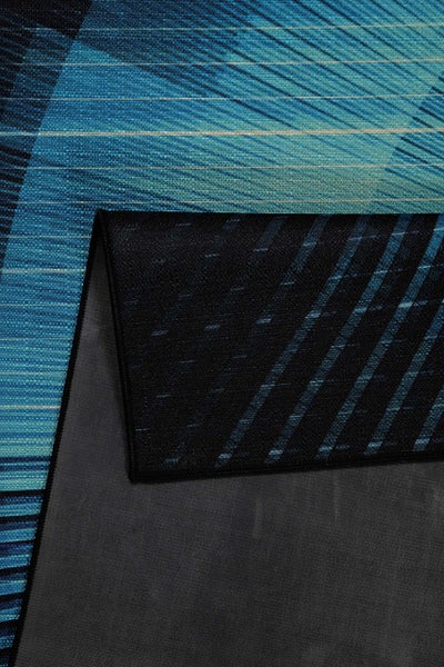 Gewebter Gamerteppich bedruckt Blau Schwarz Cyber Swirl WECONhome 110x160 cm